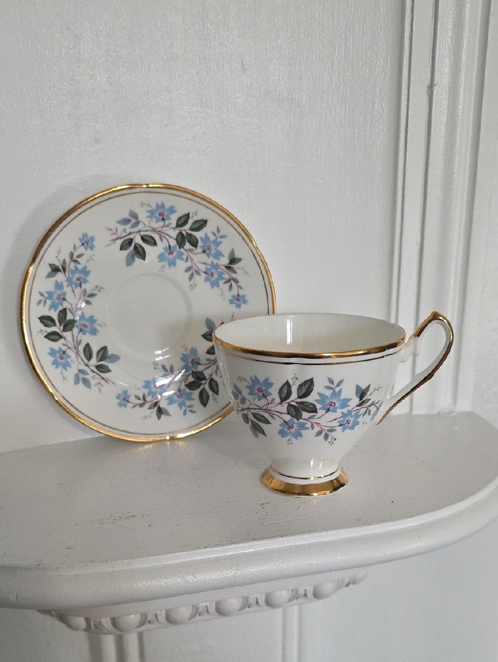 vintage tea cup and saucer set, likely manufactured by Taylor & Kent